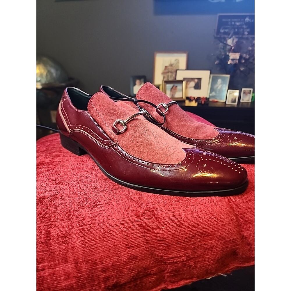 Encore Fiesso Men's Driving Loafers Casual Slip-On Shoes Red Suede Size 8